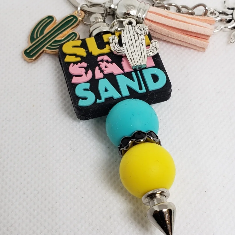 Handmade Sun Salt Sand Silicone Beaded Keychain